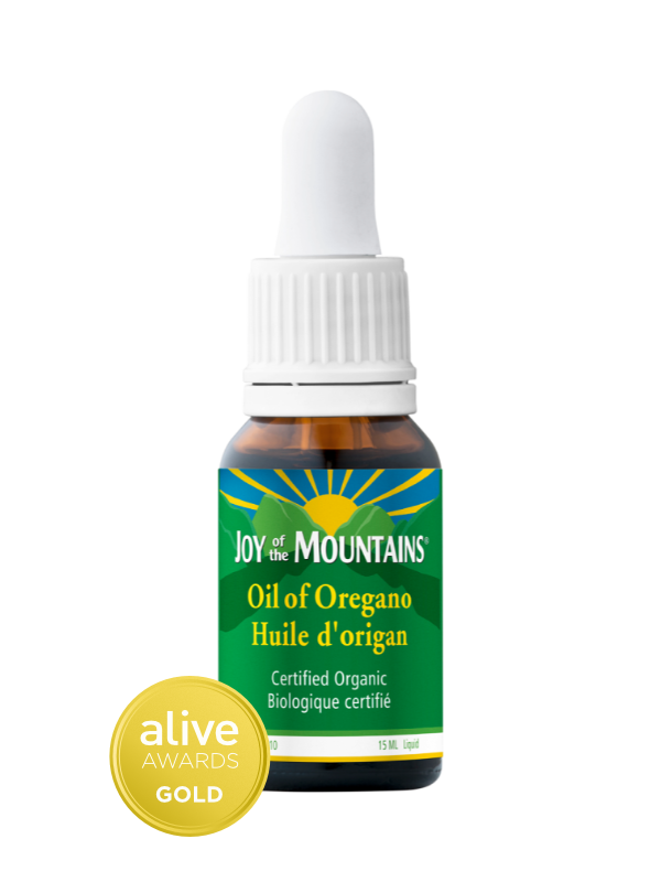 Joy of the Mountains Oil of Oregano Liquid 15ml bottle with alive awards gold badge
